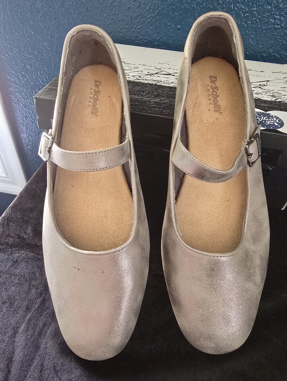 Dr. Scholl's Wexley Metallic Pewter Mary Jane Flats Sz 9.5 - Picture 3 of 11